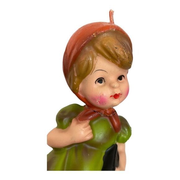 Vintage Candle Boy And Girl  Holding A Book  with One Rabbit. 7”. - Picture 10 of 14